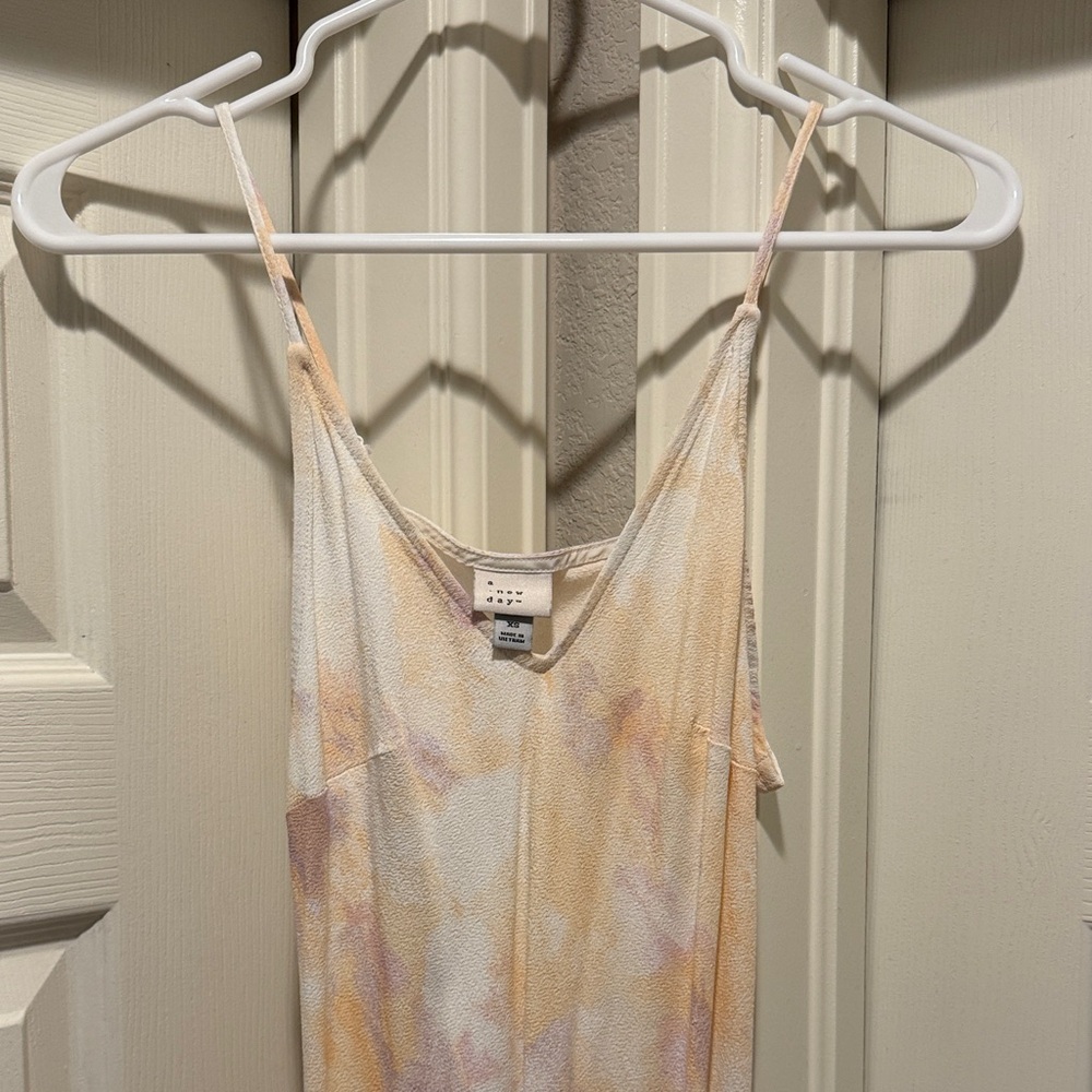a new day Pastel Tie-Dye Slip Midi Dress in Yellow & Lavender